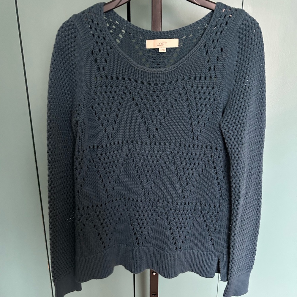 LOFT Women's Textured Knit Sweater - Turquoise